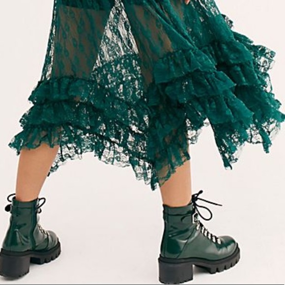 NWT RARE Free People lacy top and skirt set green - Picture 2 of 8